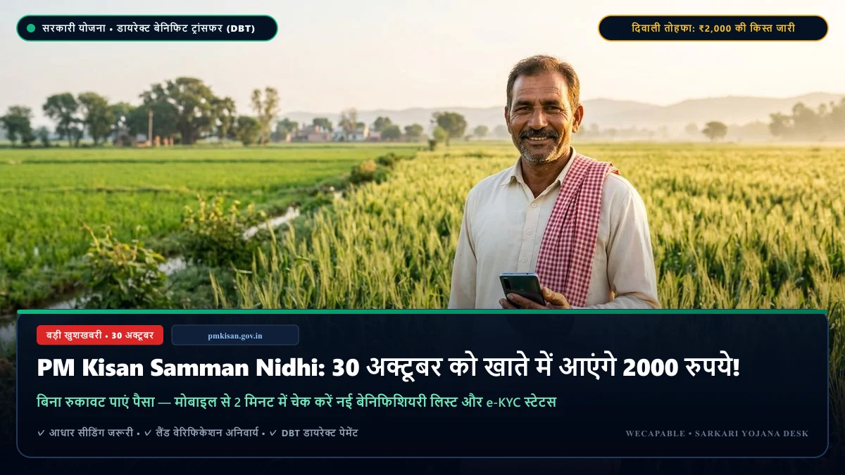 PM Kisan Samman Nidhi: 30 अक्टूबर को खाते में आएंगे 2000 रुपये! तुरंत चेक करें बेनिफिशियरी लिस्ट और e-KYC स्टेटस